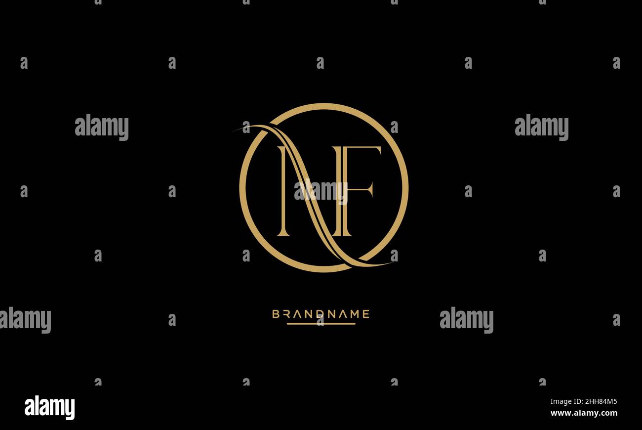 Alphabet Letters NF, FN Logo Emblem Monogram Stock Vector