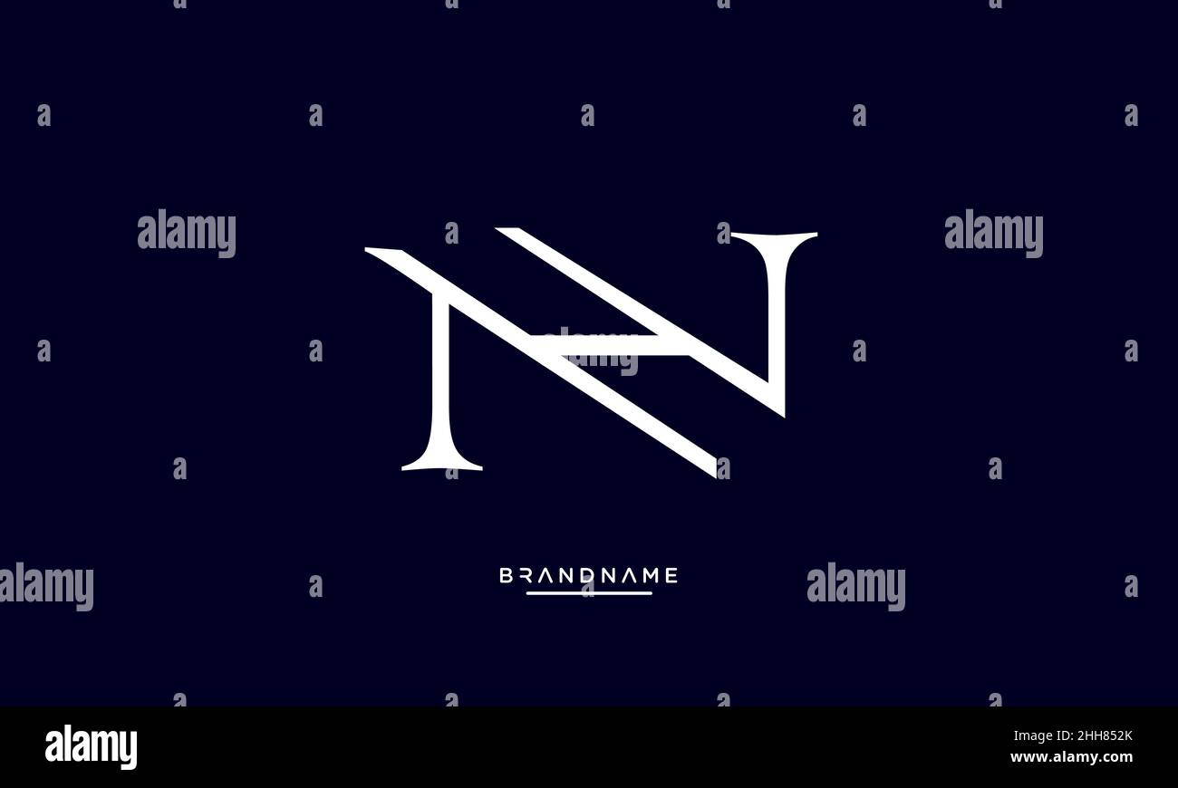 Alphabet Letters NH, HN Logo Emblem Monogram Stock Vector