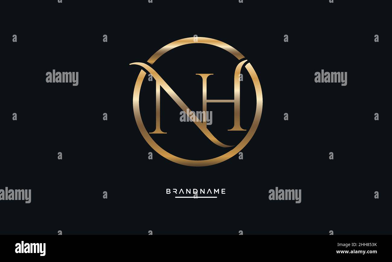 Alphabet Letters NH, HN Logo Emblem Monogram Stock Vector