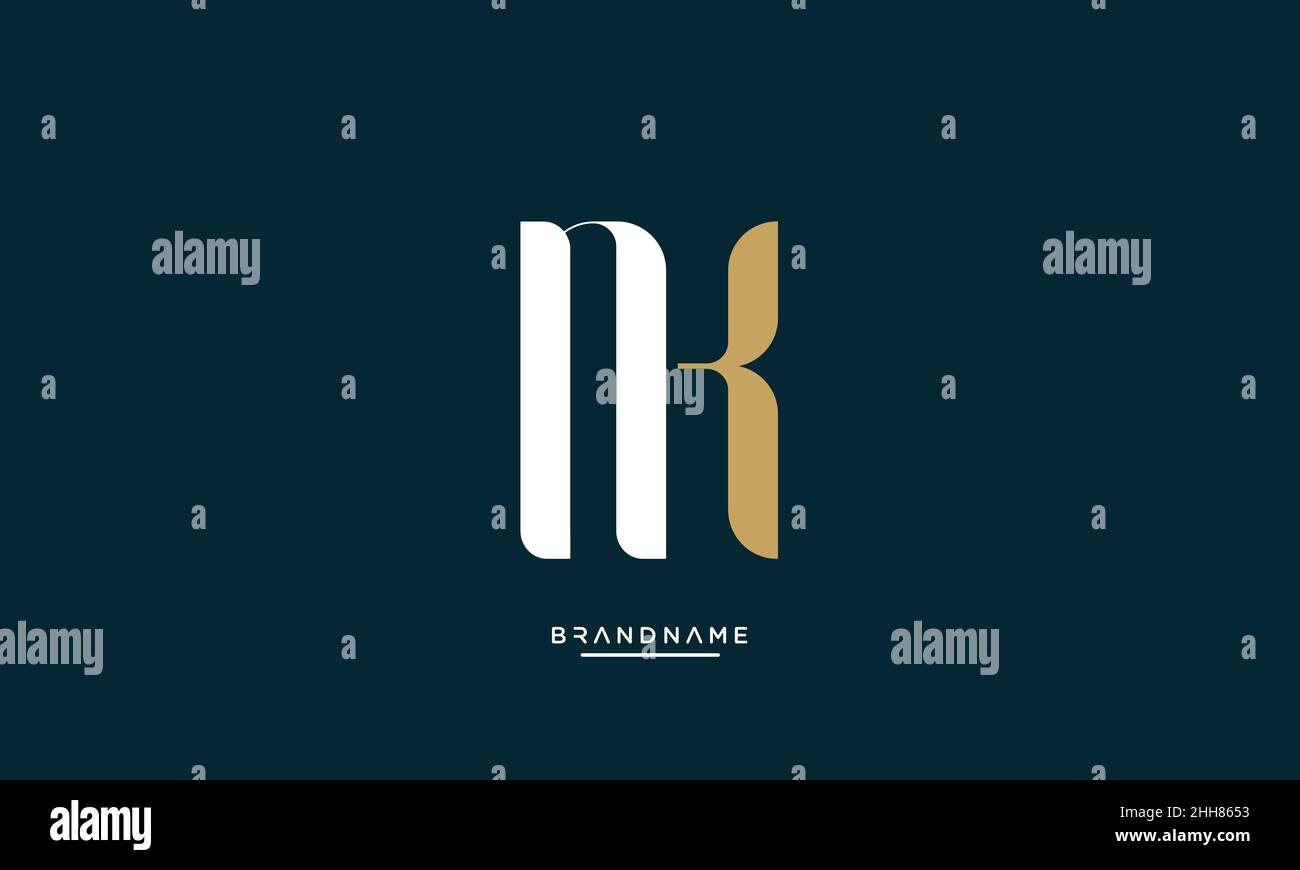 NK, KN Alphabet Letters Logo Emblem Monogram Stock Vector