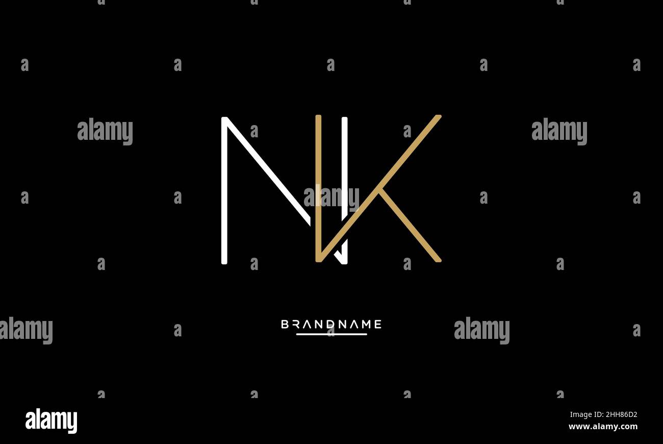 NK, KN Alphabet Letters Logo Emblem Monogram Stock Vector