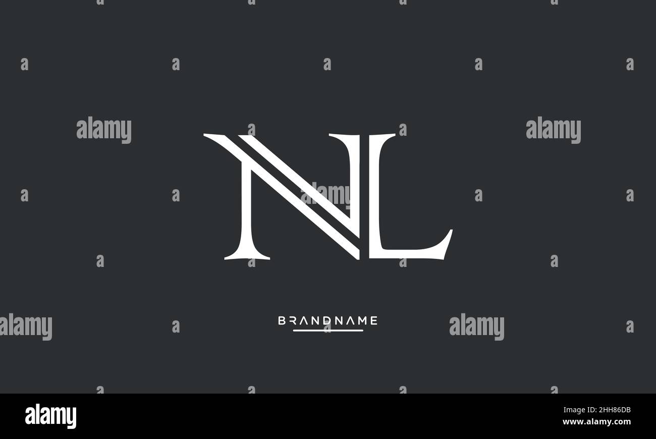 NL, LN Alphabet Letters Logo Emblem Monogram Stock Vector