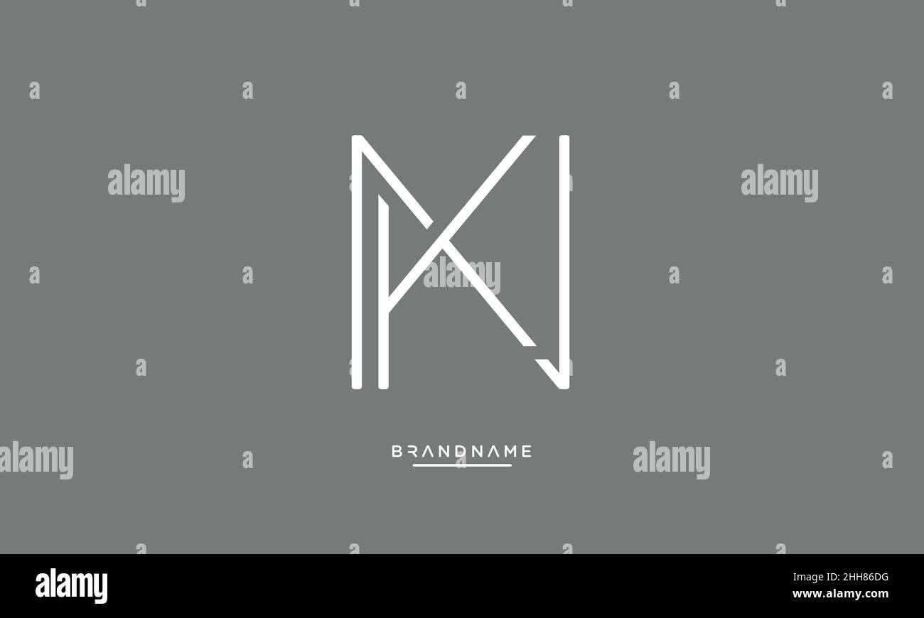 NK, KN Alphabet Letters Logo Emblem Monogram Stock Vector