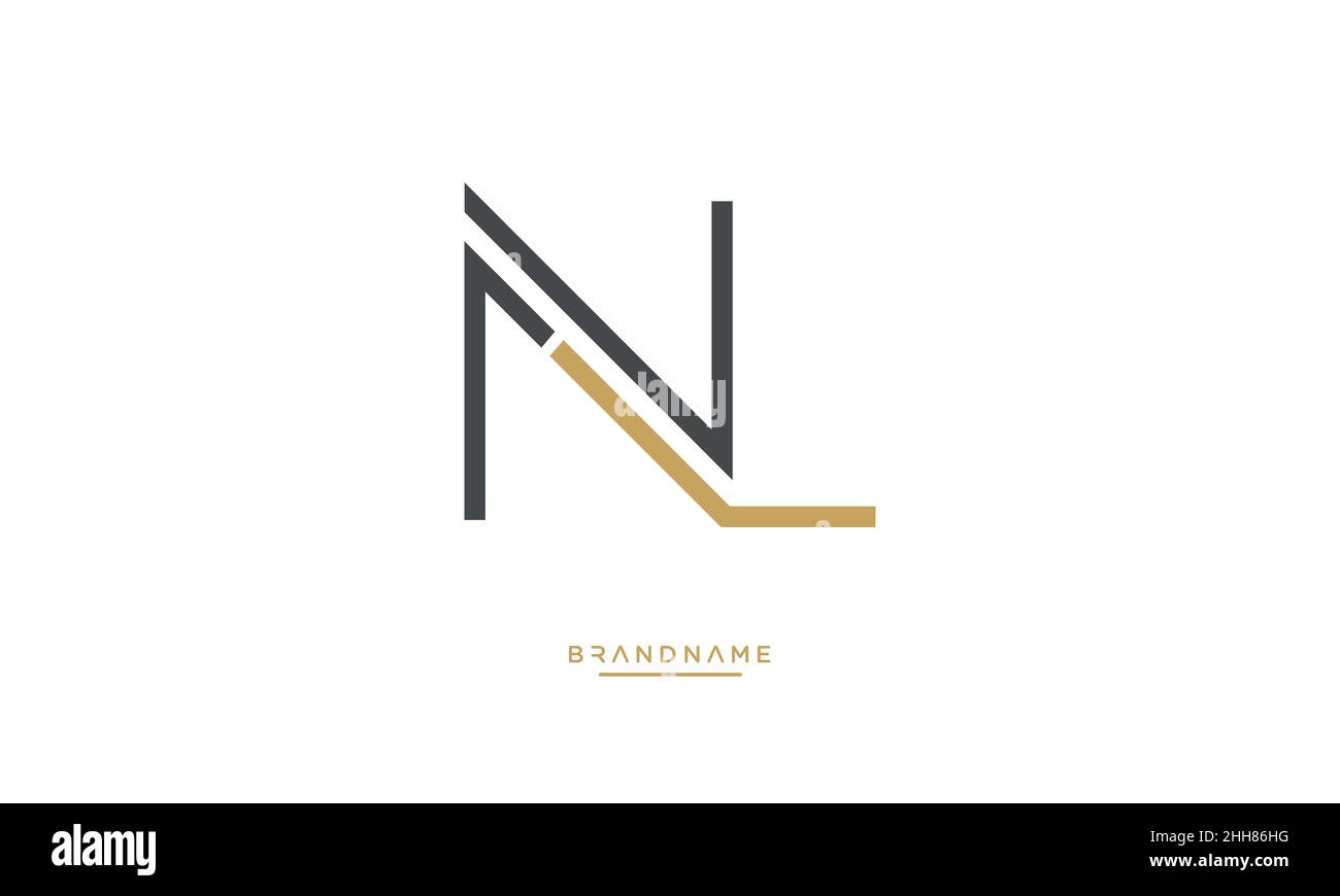NL, LN Alphabet Letters Logo Emblem Monogram Stock Vector