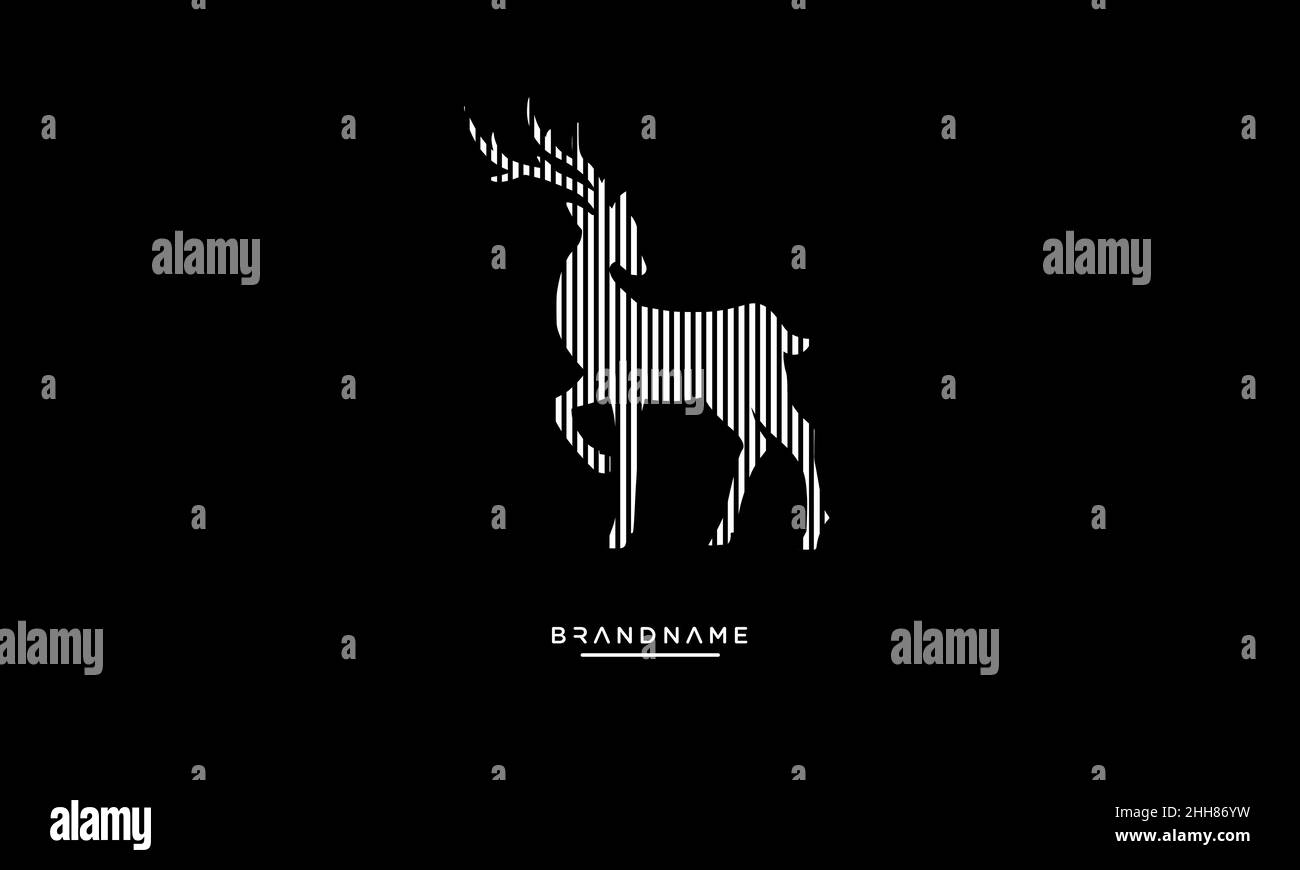A Line Art geometric logo of a deer, elk, stag, doe, reindeer, and buck Stock Vector