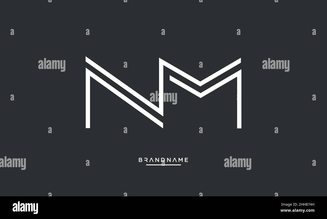 Alphabet Letters NM, MN Logo Emblem Monogram Stock Vector