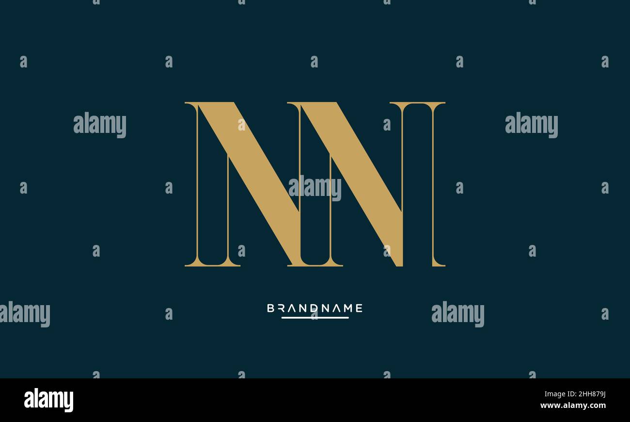 NN, N Alphabet letters Logo Emblem Monogram Stock Vector