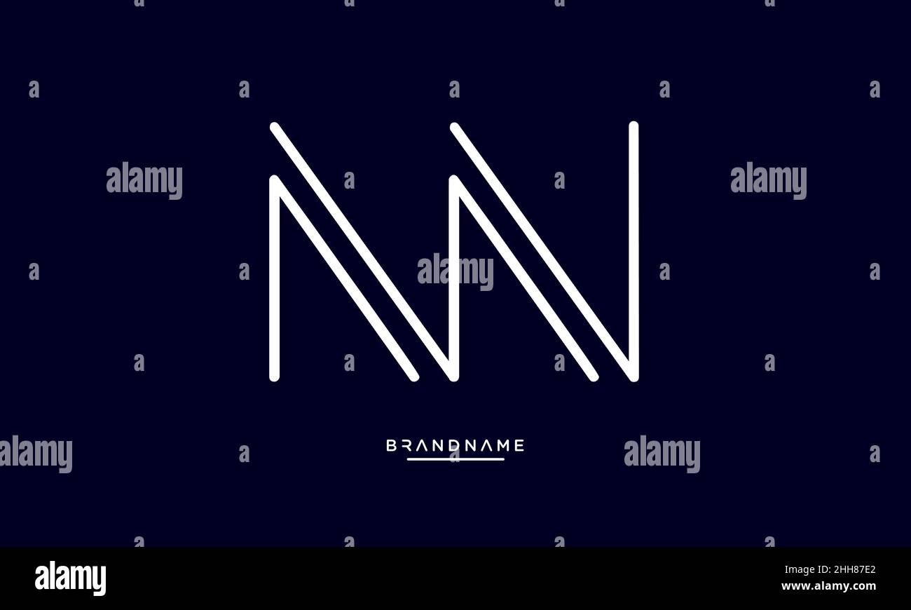 NN, N Alphabet letters Logo Emblem Monogram Stock Vector