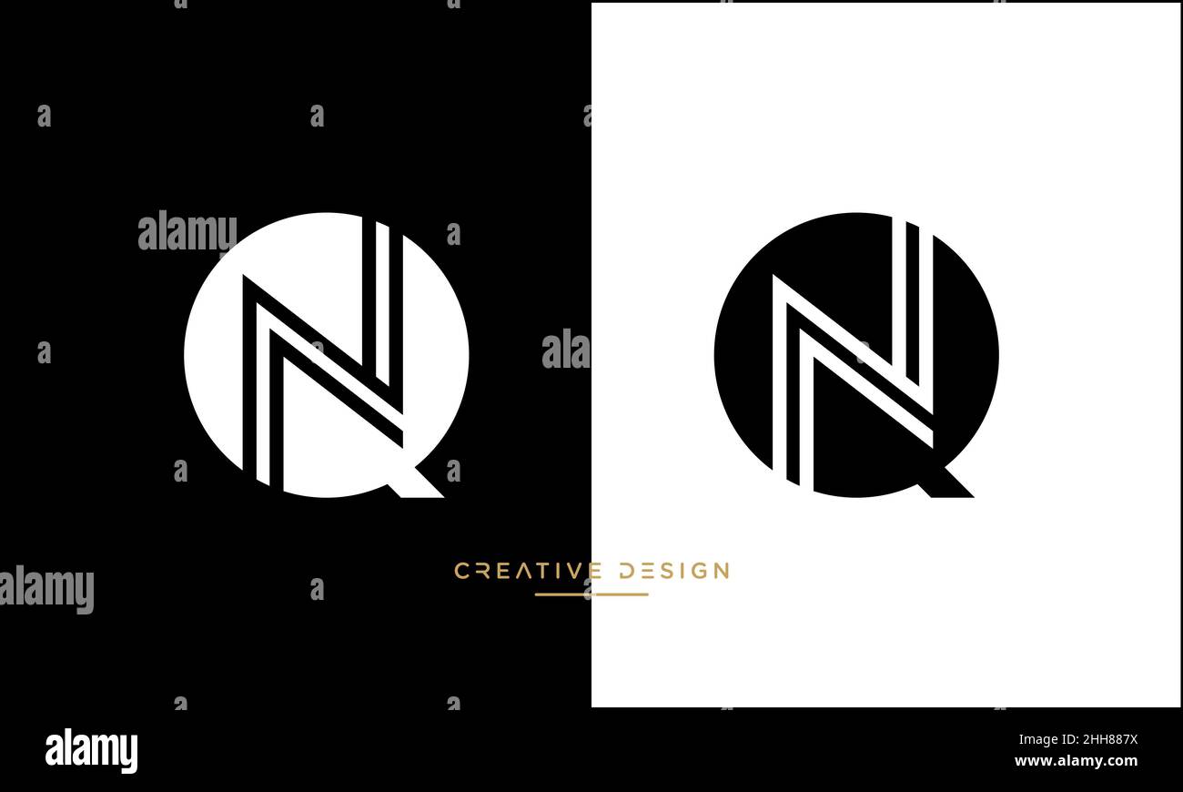 Abstract Letters NQ, QN Logo Emblem Monogram Stock Vector