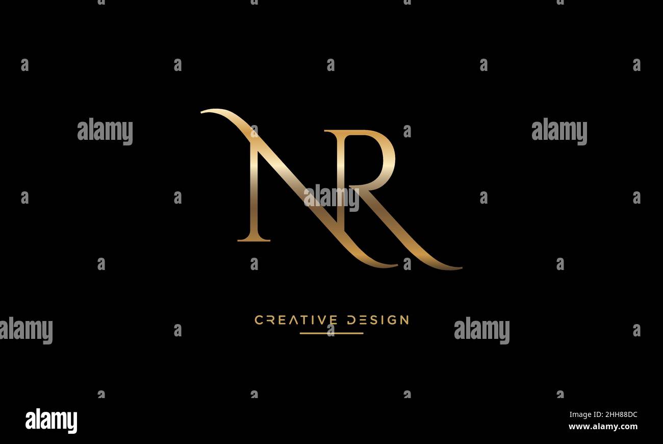Alphabet Letters NR, RN Logo Emblem Monogram Stock Vector