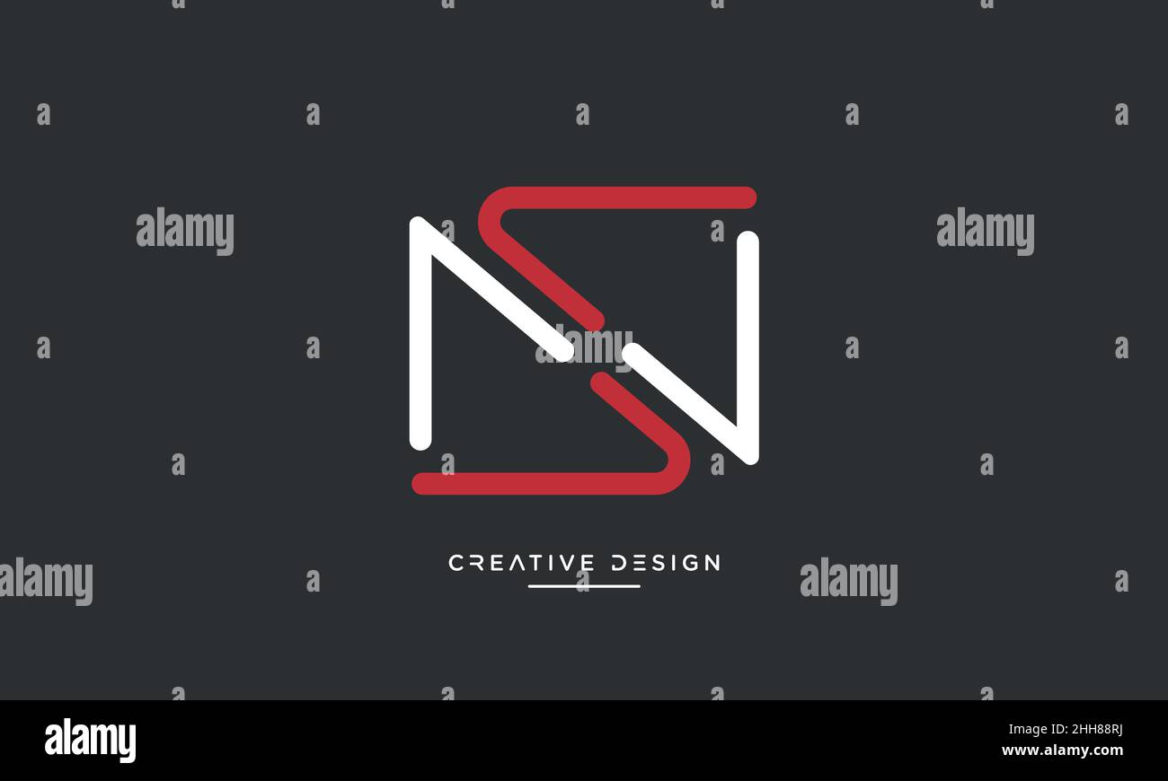 Abstract Letters NS, SN Logo Emblem Monogram Vector Template Stock Vector