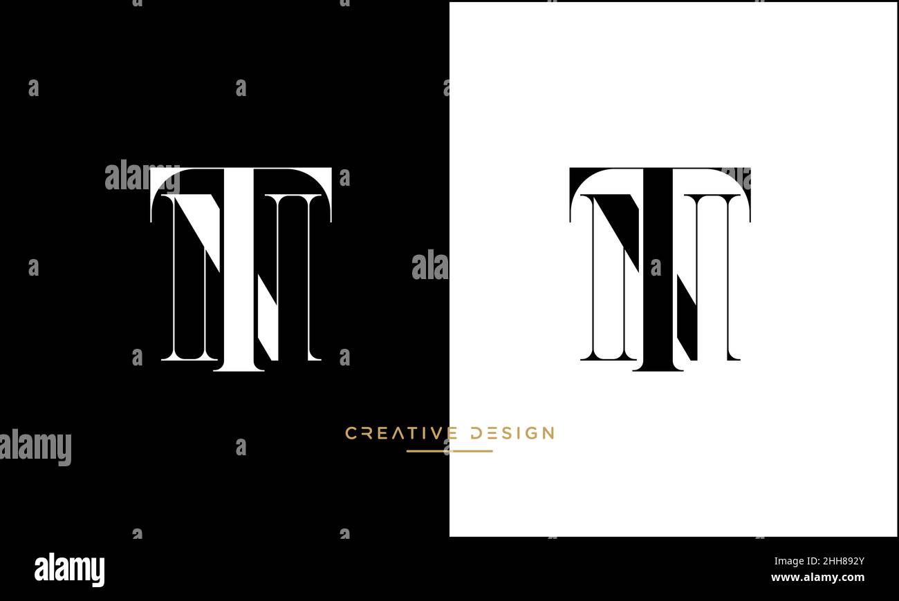 Alphabet Letters NT, TN Abstract Logo Emblem Monogram Stock Vector