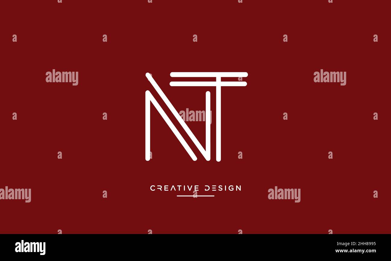 Alphabet Letters NT, TN Abstract Logo Emblem Monogram Stock Vector