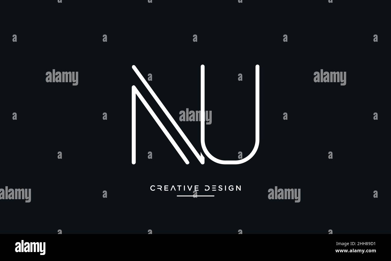 Alphabet Letters NU, UN Logo Monogram Stock Vector