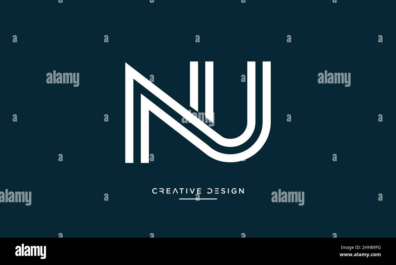 Alphabet Letters NU, UN Logo Monogram Stock Vector