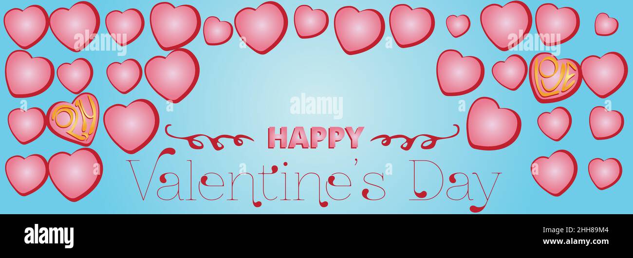 Happy valentines day background template with heart shaped illustration ...