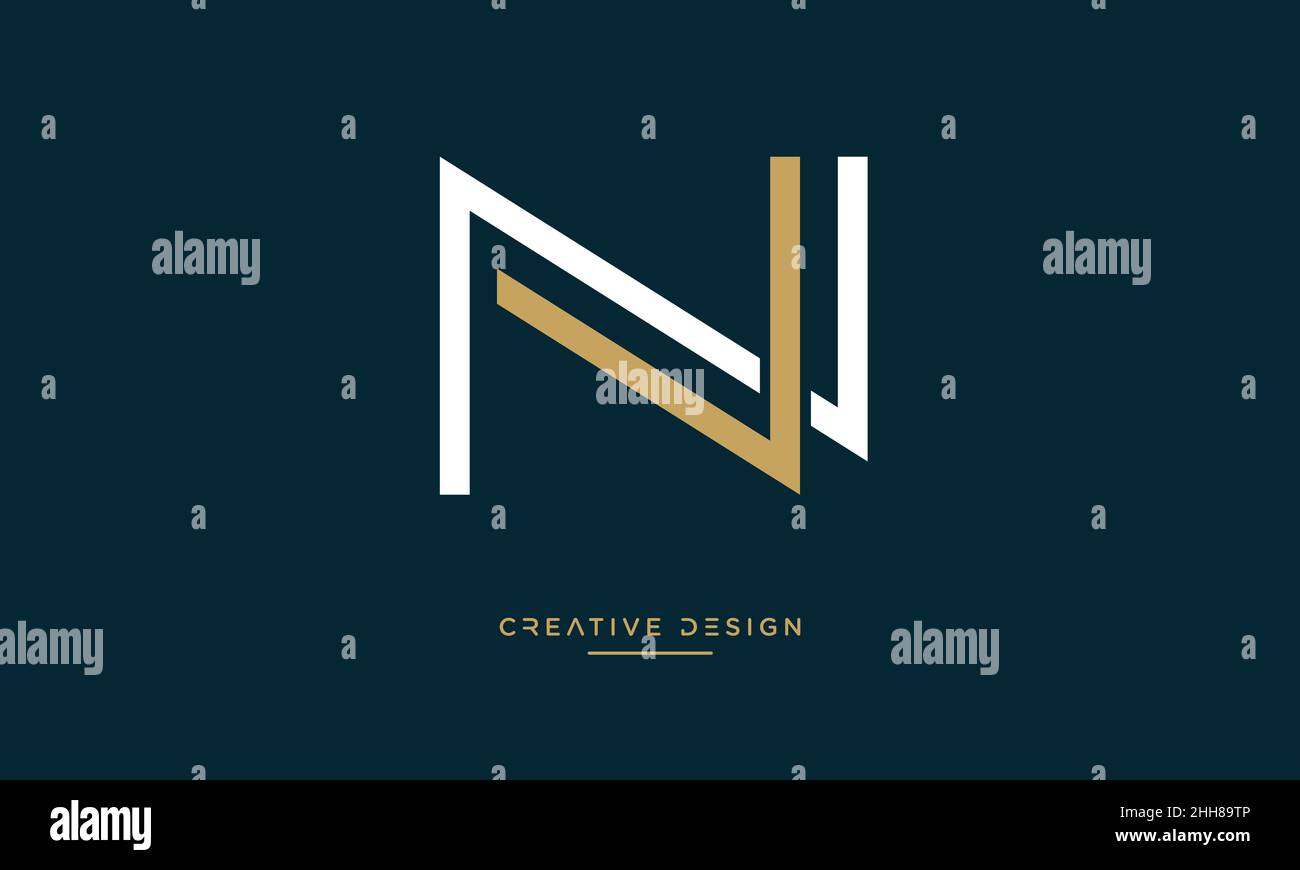 NV, VN Alphabet Letters Abstract Logo Monogram Stock Vector