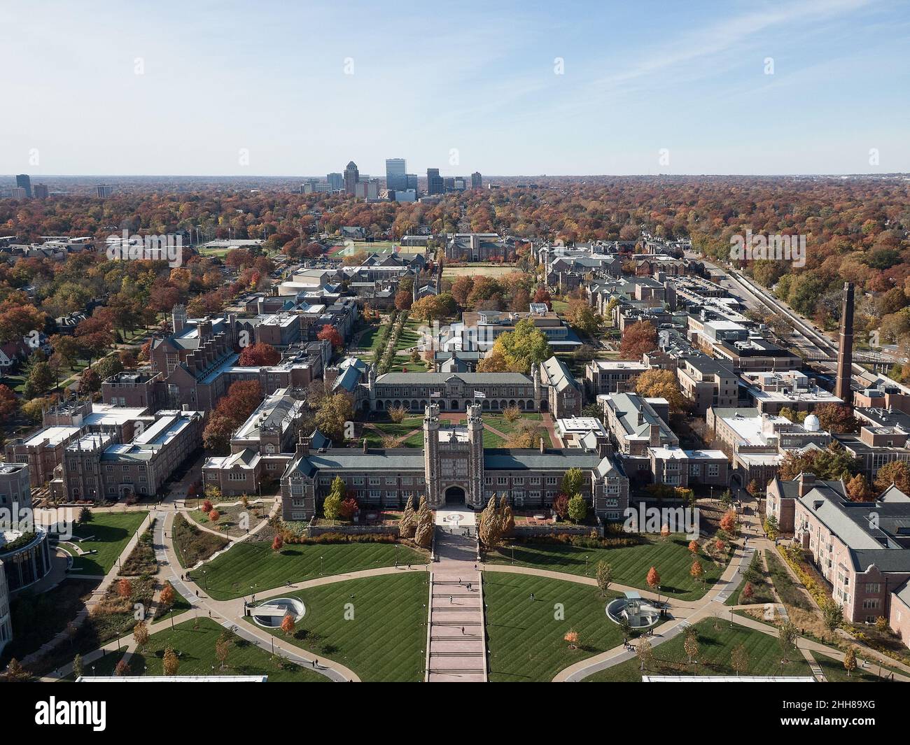 Aerial view of Washington University in St. Louis campus Stock Photo