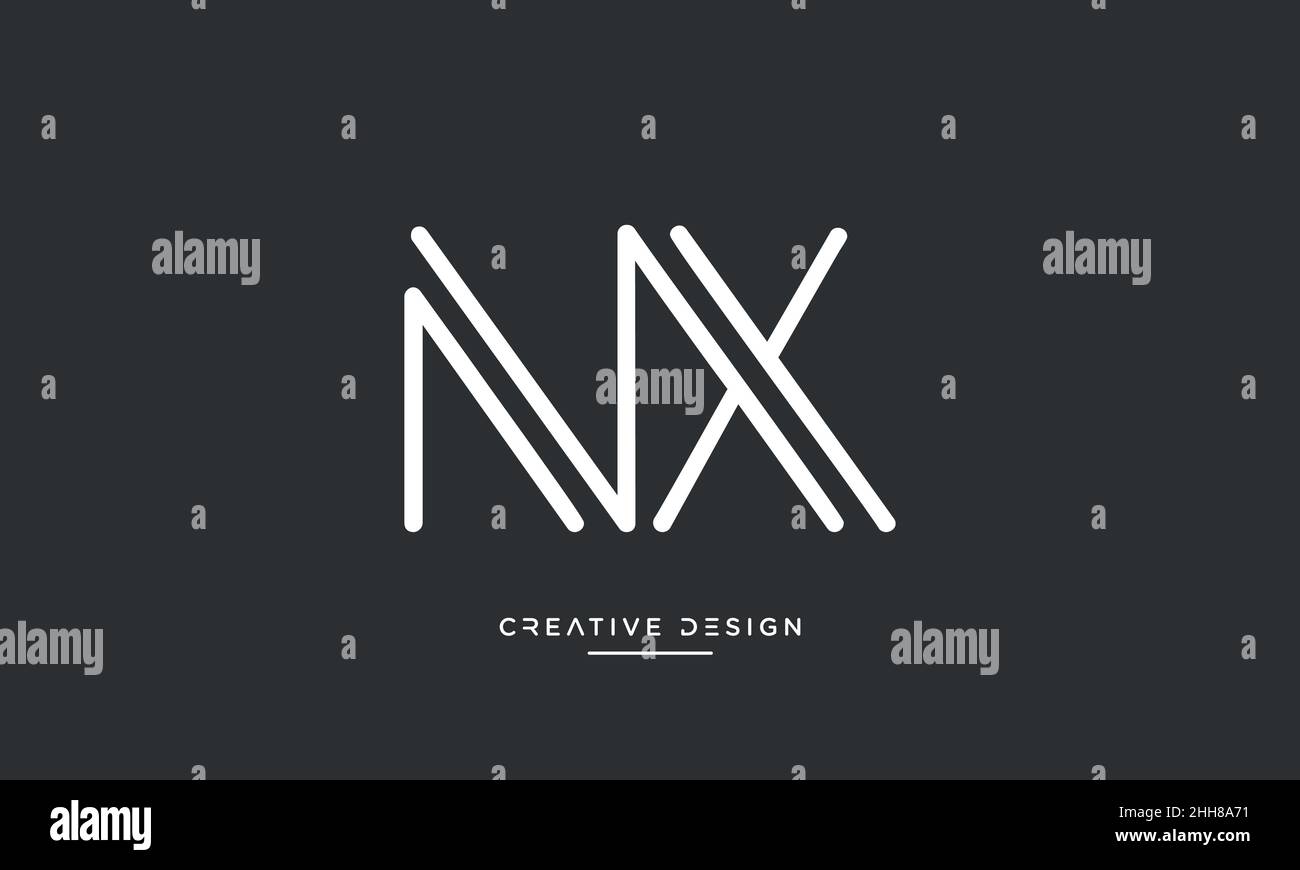 NX, XN Alphabet Letters Abstract logo Vector Template Stock Vector