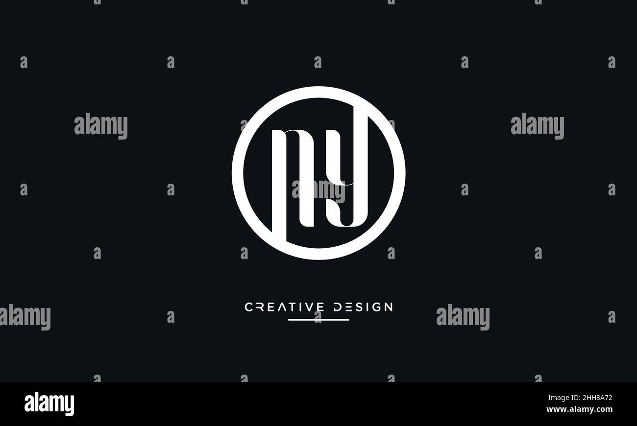 NY, YN Alphabet Letters Abstract Logo Vector Template Stock Vector