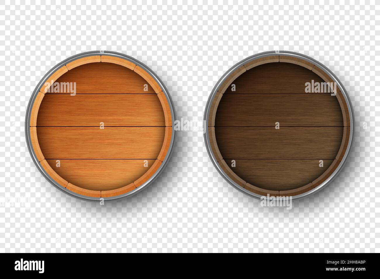 Vector 3d Realistic Wooden Barrel Lid for Storing Alcoholic Beverages