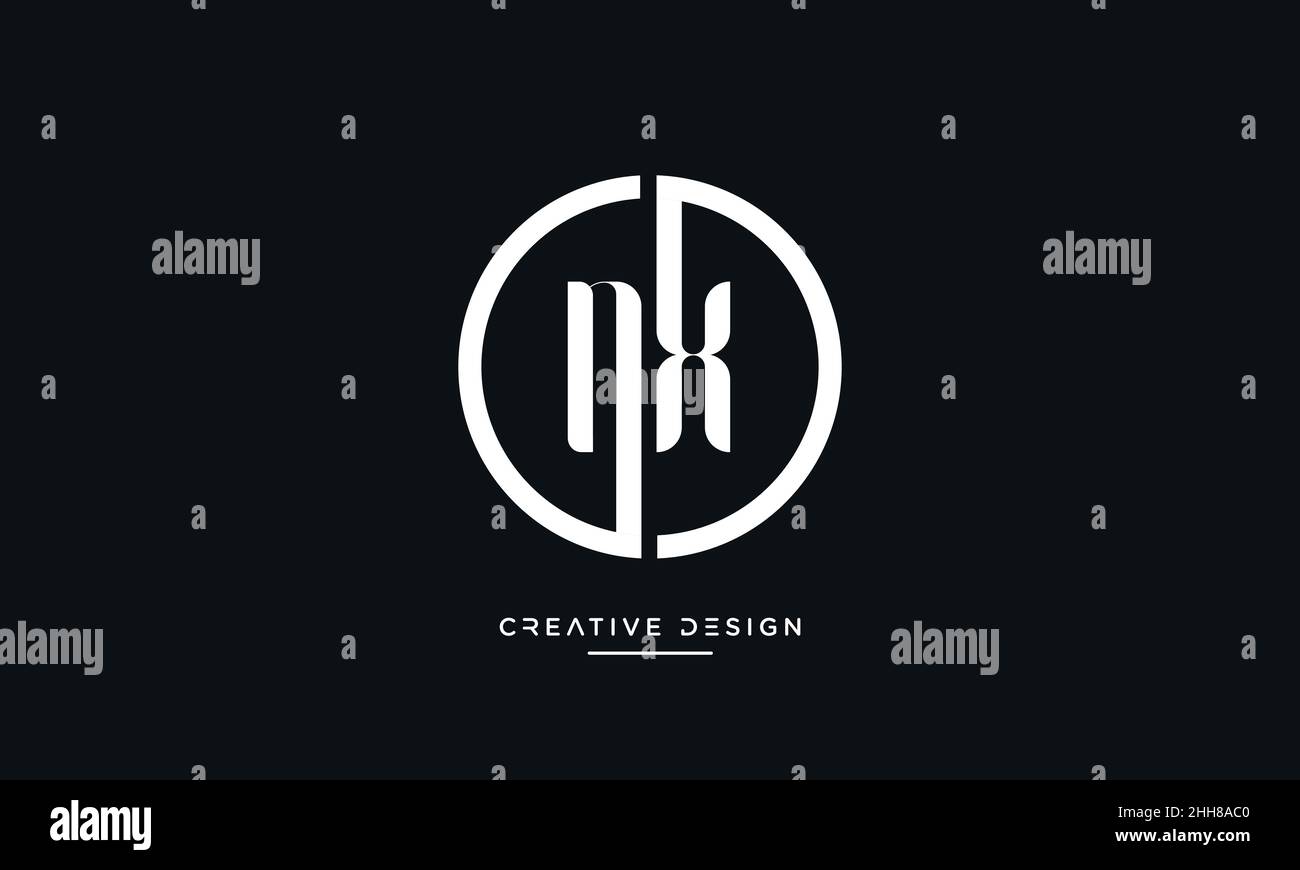 NX, XN Alphabet Letters Abstract logo Vector Template Stock Vector