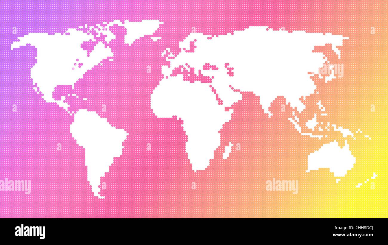 White World Map On A Colorful Dotted Background Abstract World Map