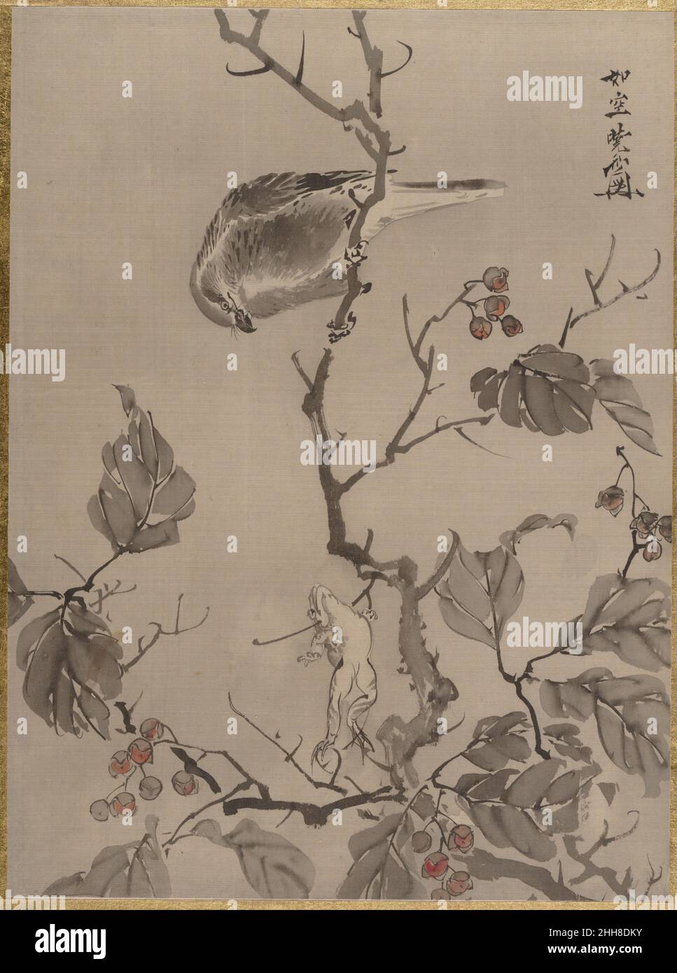 Bird and Frog ca. 1887 Kawanabe Kyōsai Japanese. Bird and Frog  54641 Stock Photo