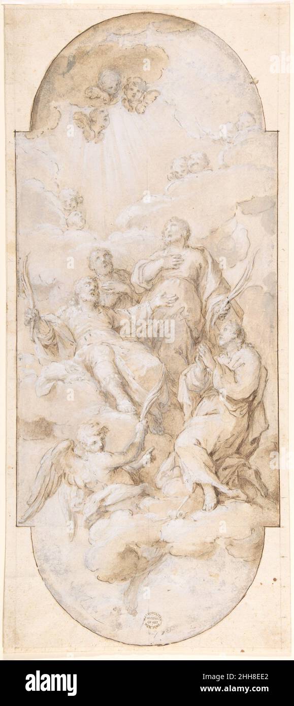 Apotheosis of Four Martyred Saints (Four Crowned Martyrs?) 17th century Antonio Cavallucci. Apotheosis of Four Martyred Saints (Four Crowned Martyrs?)  342315 Stock Photo