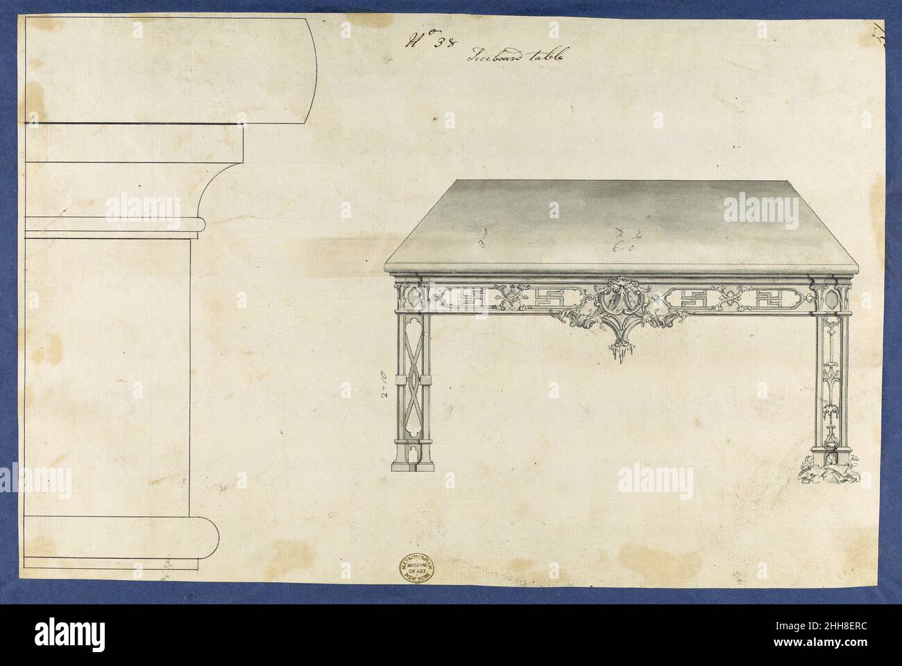 Sideboard Table, from Chippendale Drawings, Vol. II 1753 Thomas Chippendale British. Sideboard Table, from Chippendale Drawings, Vol. II  390614 Stock Photo