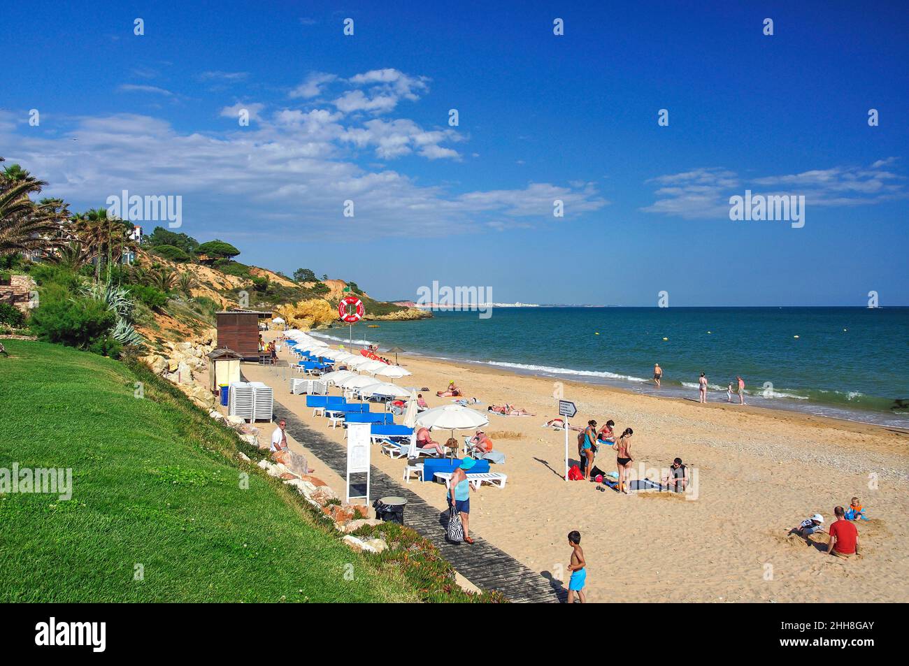 Beach view, Praia da Oura, Faro District, Algarve Region, Portugal Stock Photo