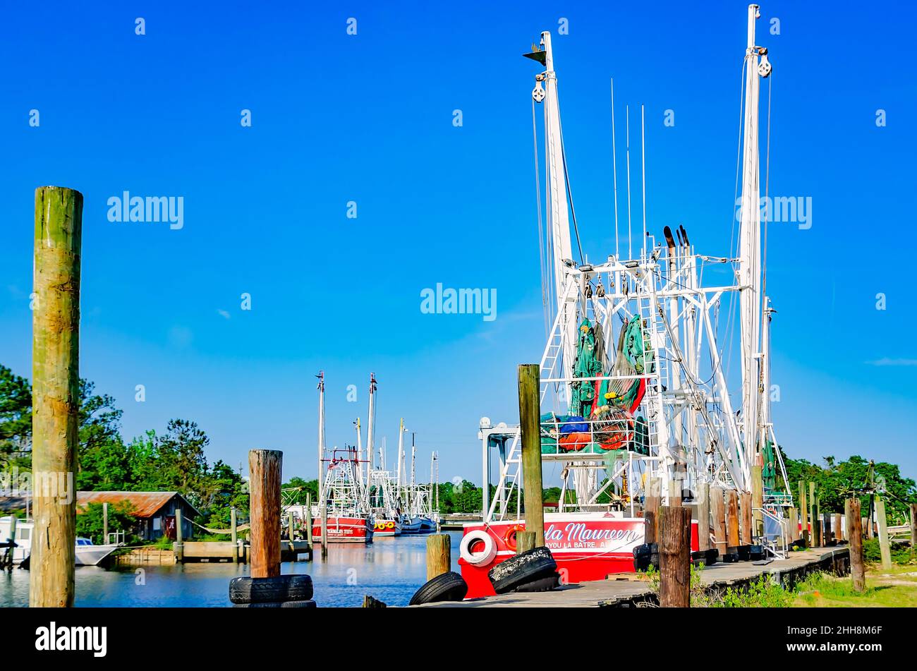 Shrimp boats are pictured, April 27, 2021, in Bayou La Batre, Alabama