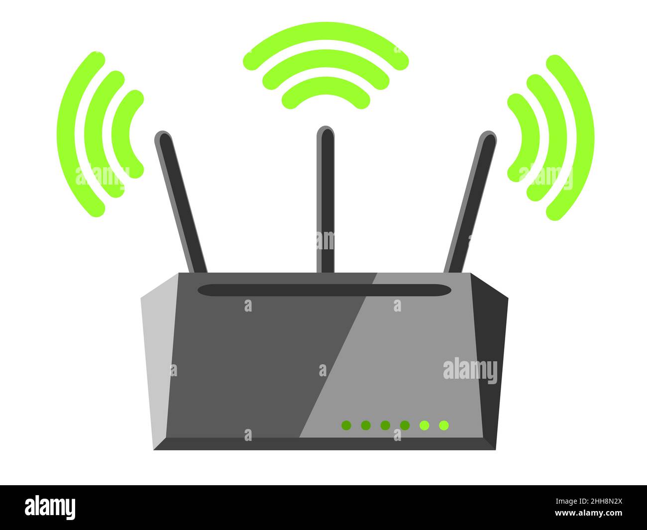 Illustration of wireless router with three antennas spreading a Wi-Fi ...