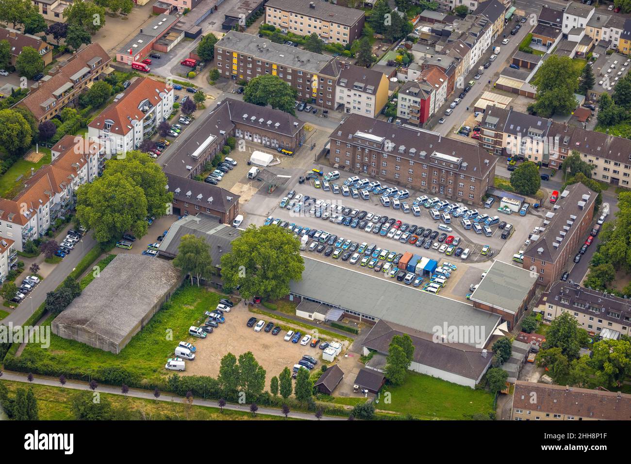 Aerial view, police headquarters, Neudorf, Duisburg, Ruhr area, North Rhine-Westphalia, Germany, eye of the law, authority, DE, Europe, aerial view, a Stock Photo