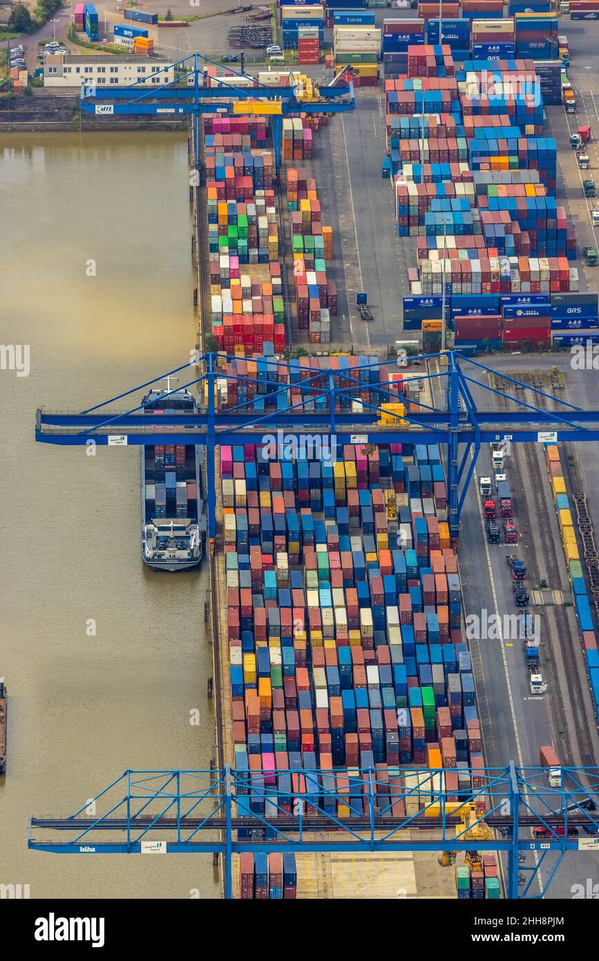 Aerial view, logport I Container Terminal, Friemersheim, Duisburg, Ruhr Area, North Rhine-Westphalia, Germany, DE, Europe, aerial photography, aerial Stock Photo