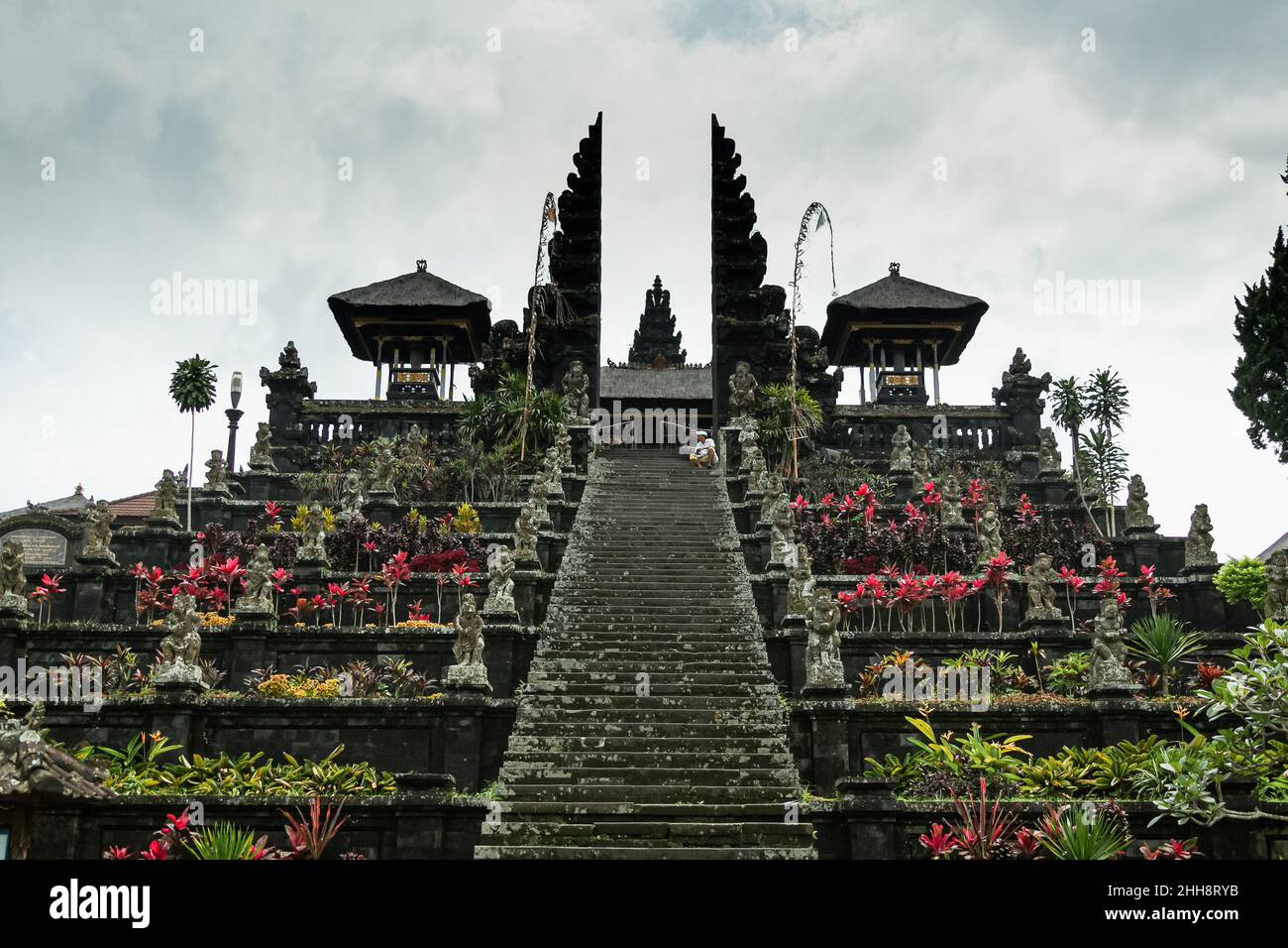 BALI, INDONESIA - FEBRUARY 28, 2014: Pura Besakih temple located on the inclines of Bali largest volcano – Mount Agung, Indonesia Stock Photo
