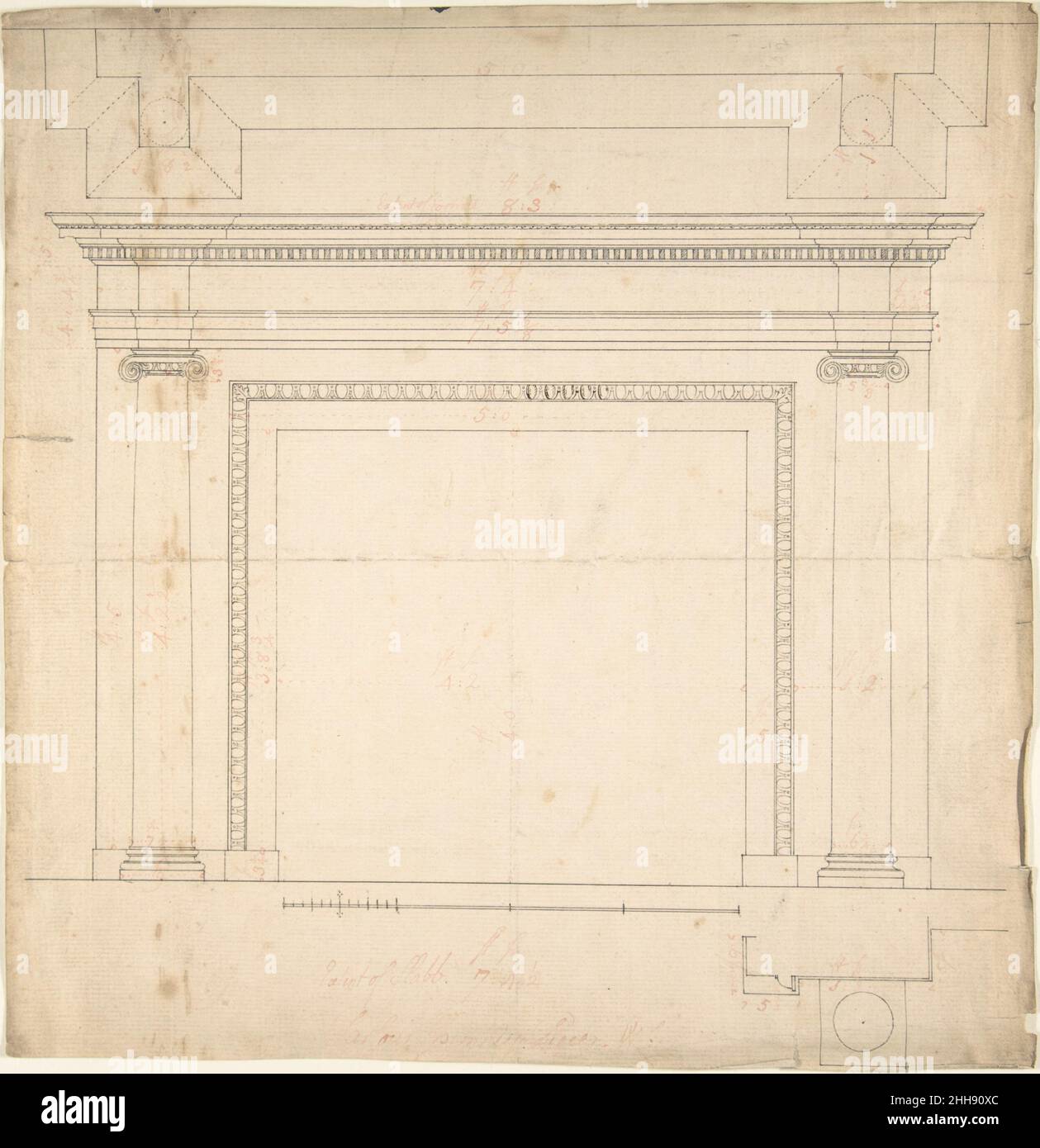Design for a Chimneypiece 1740–1800 Sir William Chambers British, born Sweden. Design for a Chimneypiece. Sir William Chambers (British (born Sweden), Göteborg 1723–1796 London). 1740–1800. Pen and ink Stock Photo