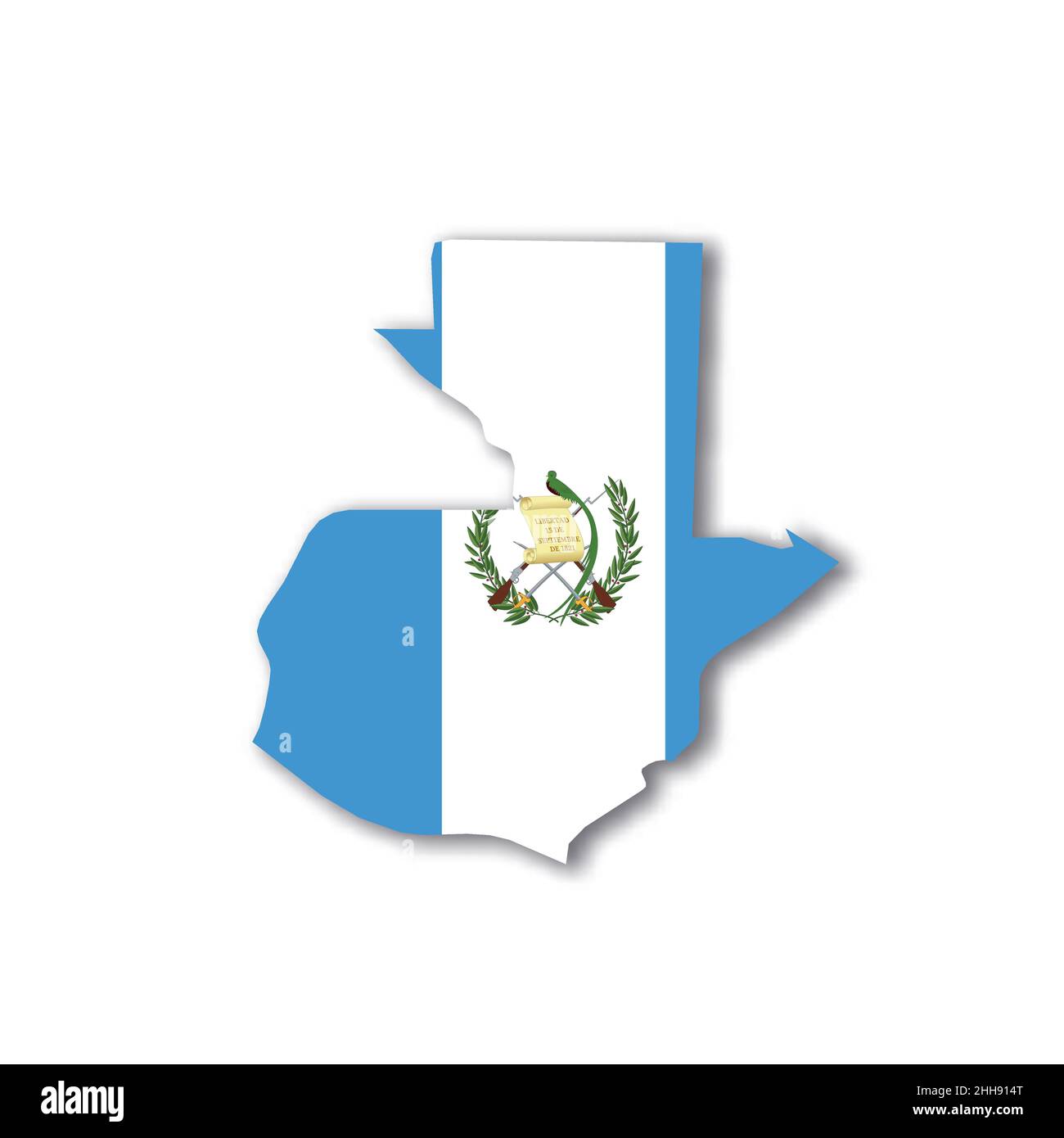 Guatemala national flag in a shape of country map Stock Vector Image ...