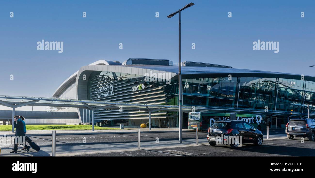 Terminal 2 at Dublin Airport, Ireland. Owned and managed by the Dublin Airport Authority, Are Lingus is a major user of this terminal. Stock Photo