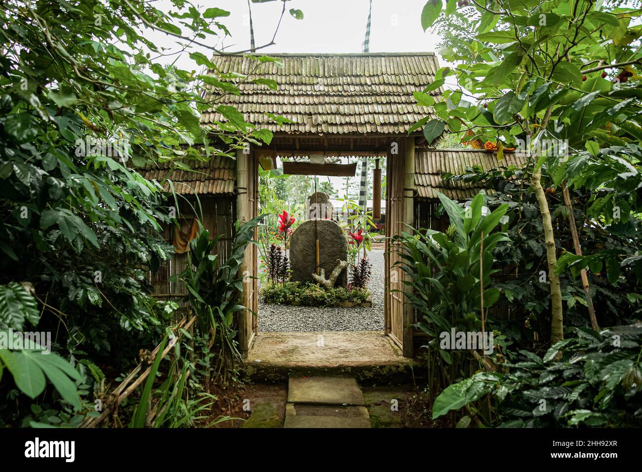 Narrow gate in the jungle of Bali, Indonesia Stock Photo Alamy