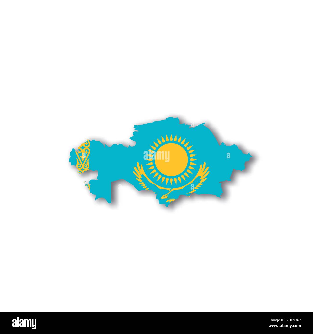 Kazakhstan national flag in a shape of country map Stock Vector Image ...