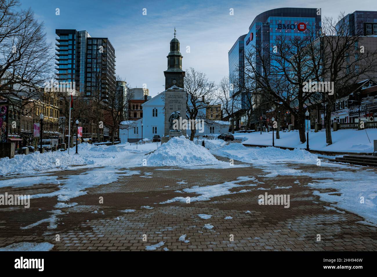 halifax grand parade square in the middle of winter Stock Photo