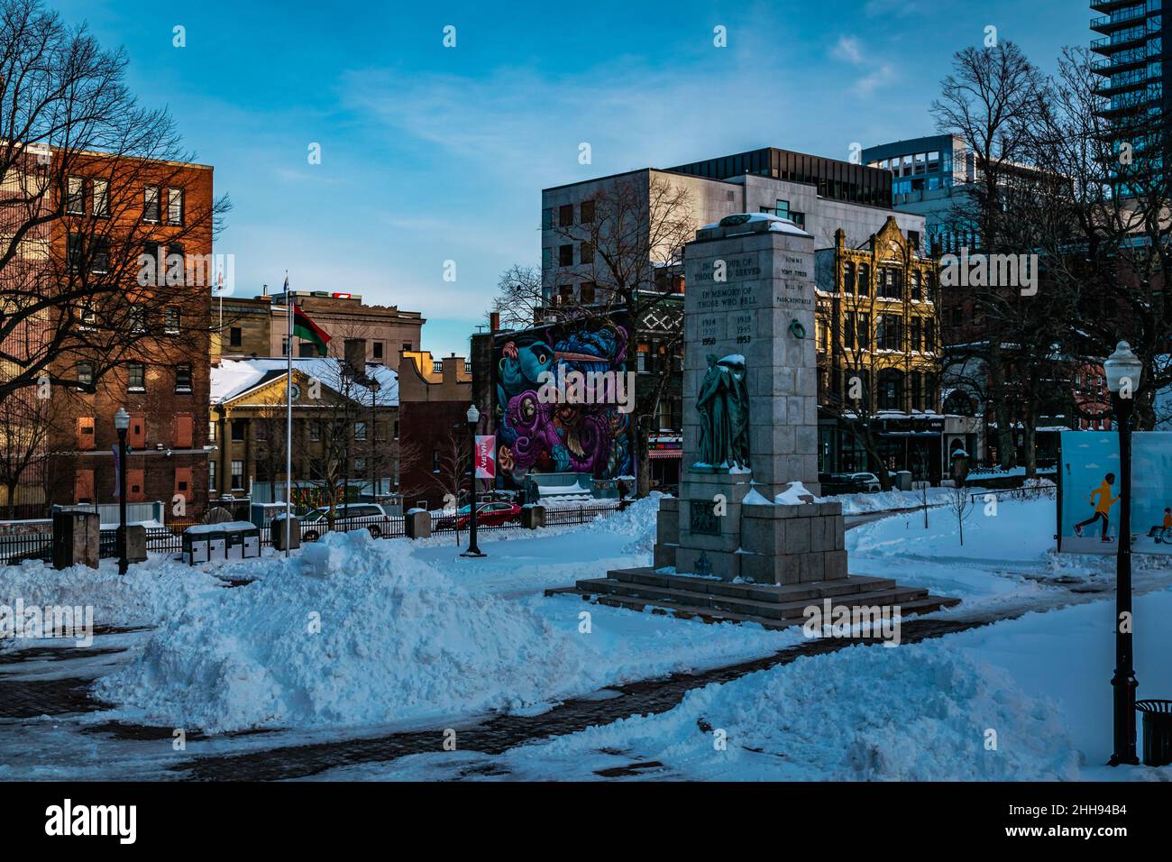 halifax grand parade square in the middle of winter Stock Photo