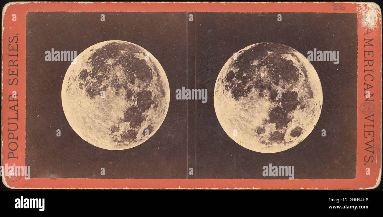 Full Moon: The Left Hand Moon was Photographed June 2nd, 1871. The Right Hand Moon was Photographed Aug. 29, 1871 1871 Lewis Morris Rutherfurd Like Warren De La Rue before him, Rutherfurd produced lunar stereoviews, pairing photographs of the full moon taken at different times and places. Seen through an optical viewer, the composite image presents an otherwise impossible three-dimensional view of the moon.. Full Moon: The Left Hand Moon was Photographed June 2nd, 1871. The Right Hand Moon was Photographed Aug. 29, 1871  813902 Stock Photo
