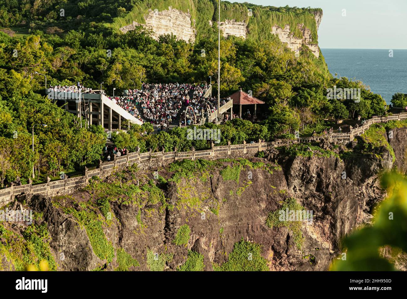 BALI, INDONESIA - MARCH 1, 2014: Big number of spectators at the open-air amphitheater Stock Photo