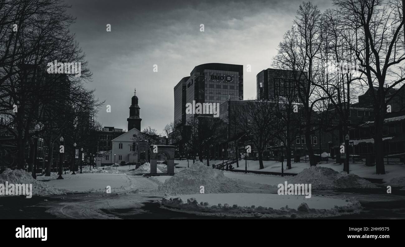 halifax grand parade square in the middle of winter Stock Photo