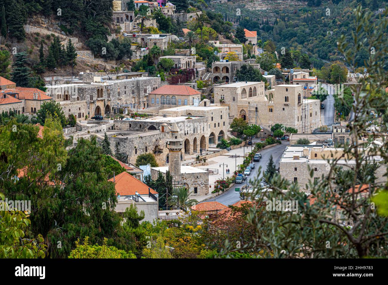 Deir El Qamar village beautiful green landscape and old architecture in mount Lebanon Middle east Stock Photo