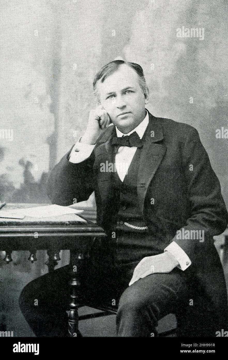 This 1891 image shows John Wannamaker, a religious, civic and political figure, considered by some to be a proponent of advertising and a 'pioneer in marketing'. He was born in Philadelphia, Pennsylvania, and served as U.S. Postmaster General during the term of U.S. President Benjamin Harrison from 1889 to 1893. Wanamaker was an innovator, creative in his work, a merchandising genius, and proponent of the power of advertising, though modest and with an enduring reputation for honesty. Although he did not invent the fixed price system, he is credited for the creation of the price tag; he popula Stock Photo
