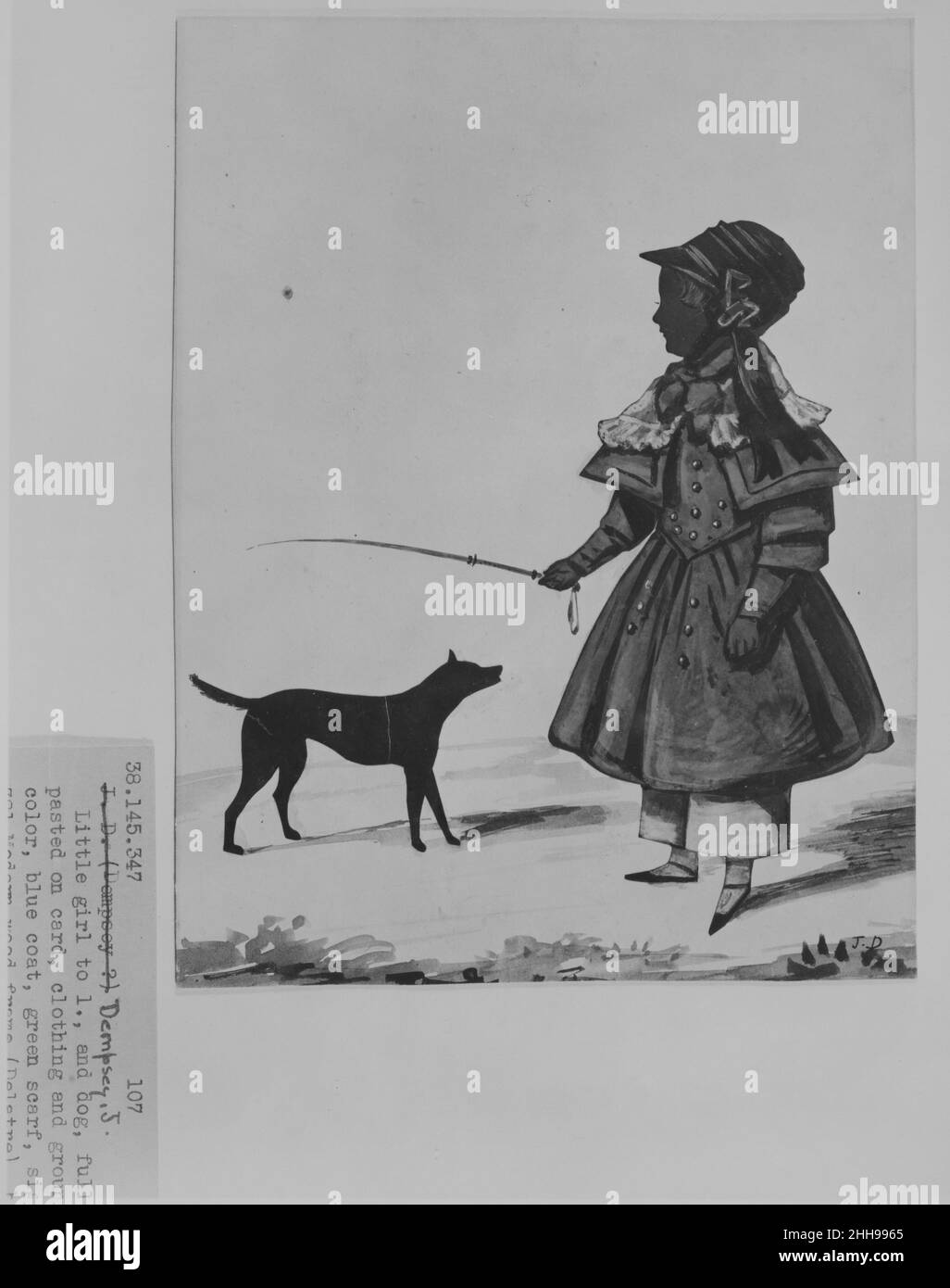 Silhouette of a little girl and dog 183244 John Dempsey British