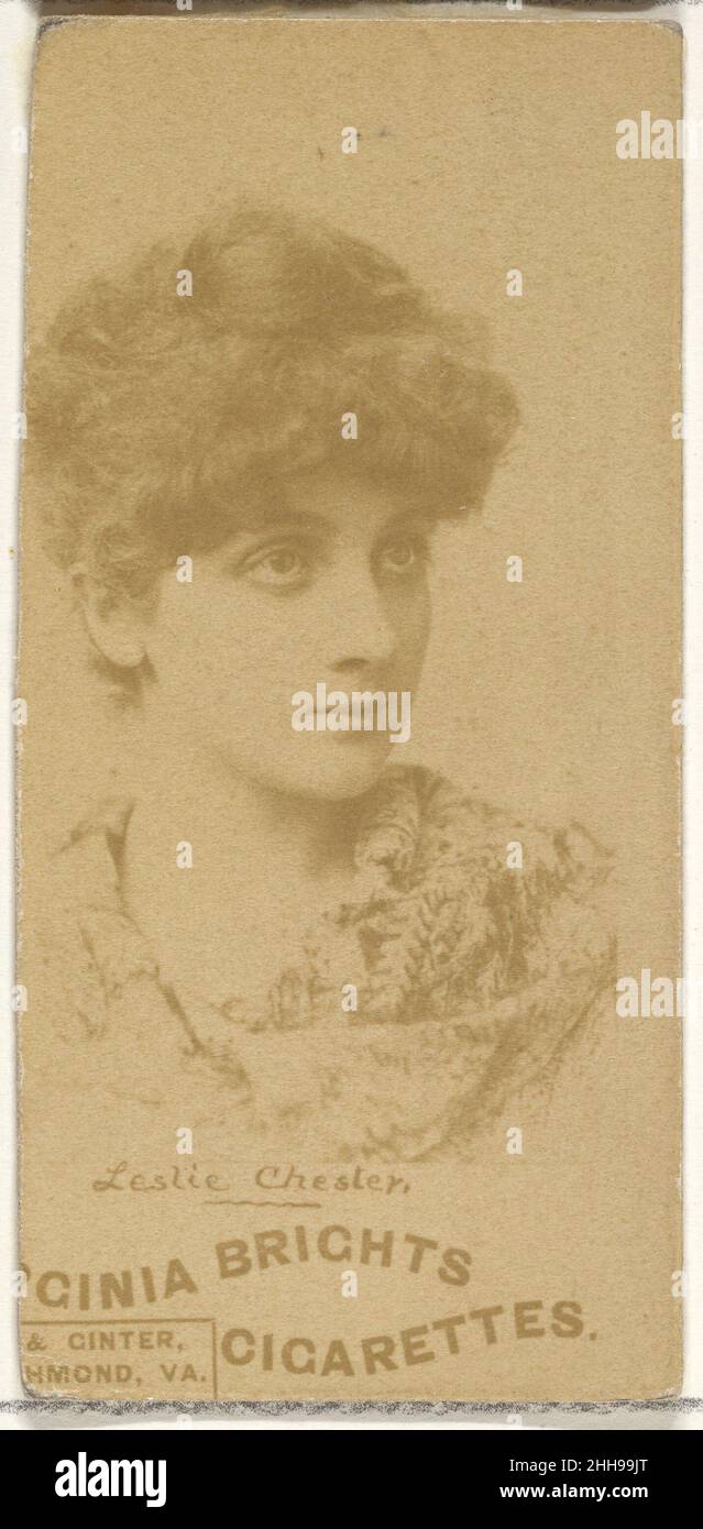 Leslie Chester, from the Actors and Actresses series (N45, Type 1) for Virginia Brights Cigarettes ca. 1888 Issued by Allen & Ginter American Trade cards from the 'Actors and Actresses' series (N45, Type 1), issued ca. 1888 by Allen & Ginter to promote Virginia Brights, Dixie, Our Little Beauties and Opera Puffs Cigarettes.. Leslie Chester, from the Actors and Actresses series (N45, Type 1) for Virginia Brights Cigarettes  411510 Stock Photo